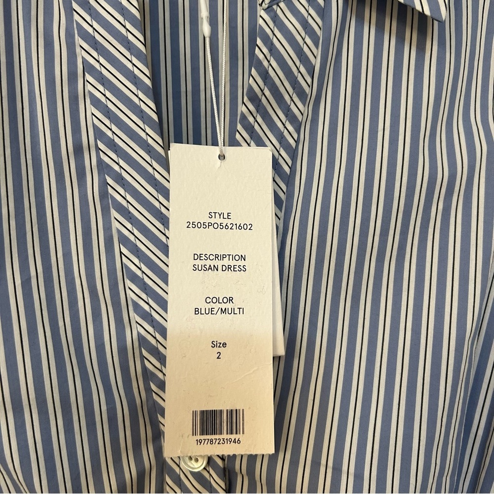 Veronica Beard Susan Stripe Cotton Blend Shirtdress in Blue Multi Size 2 - Picture 12 of 14